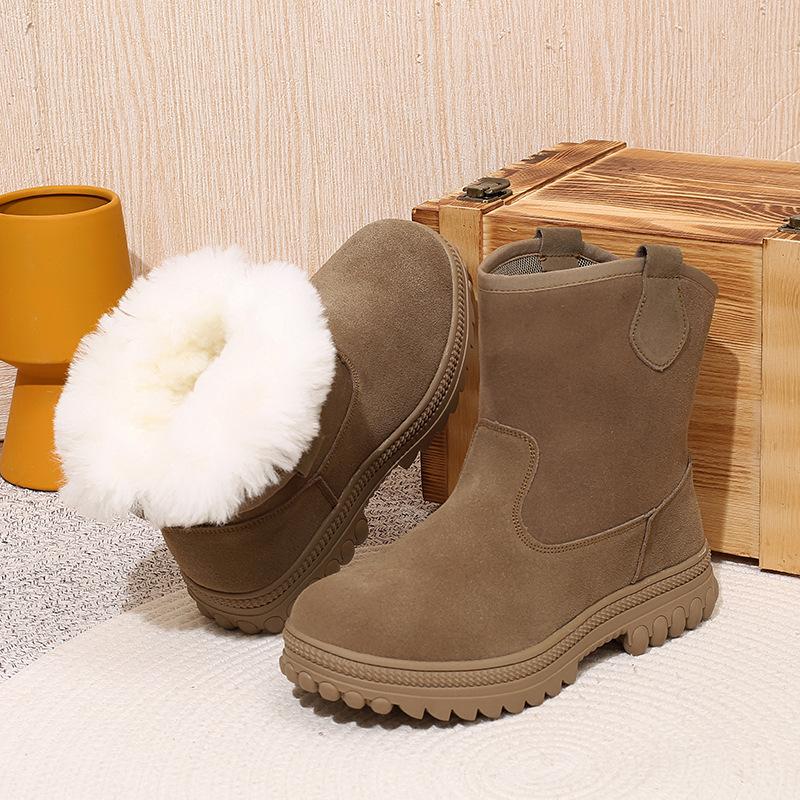 Men's cold-resistant extra thick high-top pure wool snow boots