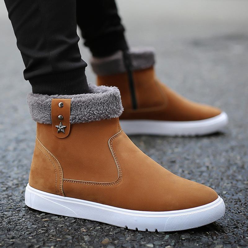 Men's fashionable fleece cuff warm flat boots