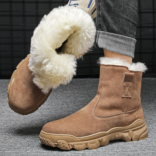 Fur integrated thickened winter waterproof high-top snow boots