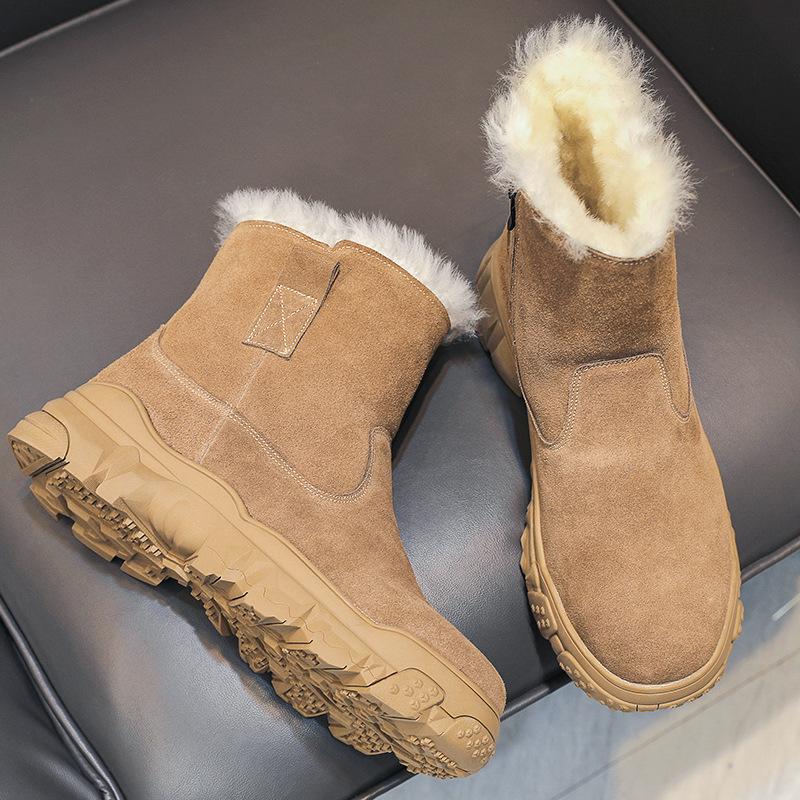 Fur integrated thickened winter waterproof high-top snow boots