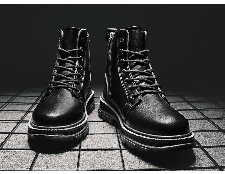 Men's zippered Martin boots trendy high top waterproof boots