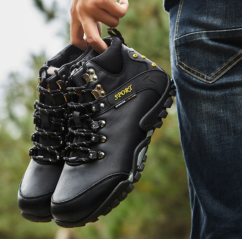 Men's outdoor snow boots warm mountaineering waterproof cotton boots
