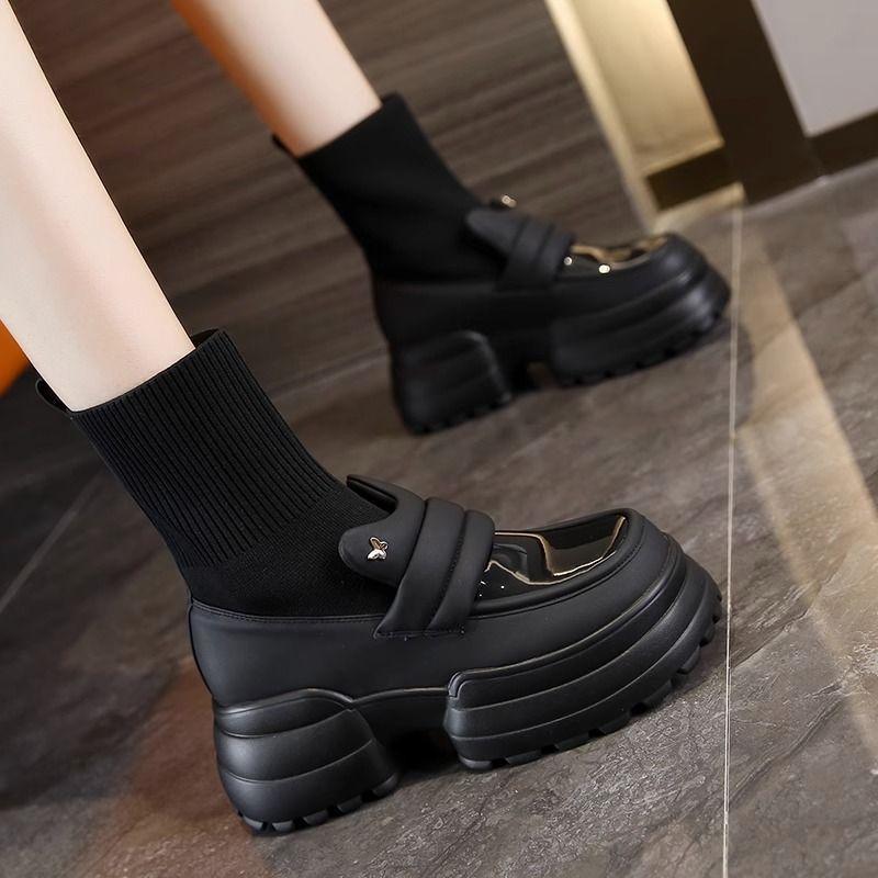 Fashionable Knitted Stretch Socks Women's Thick Soled Short Boots