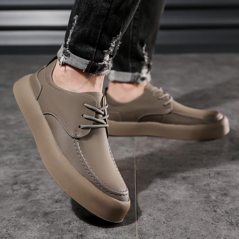 Men's retro casual low-top leather shoes