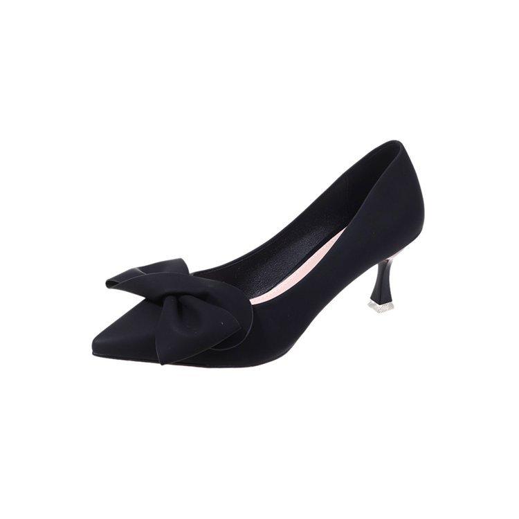 Pointed toe stiletto versatile French bow high heels