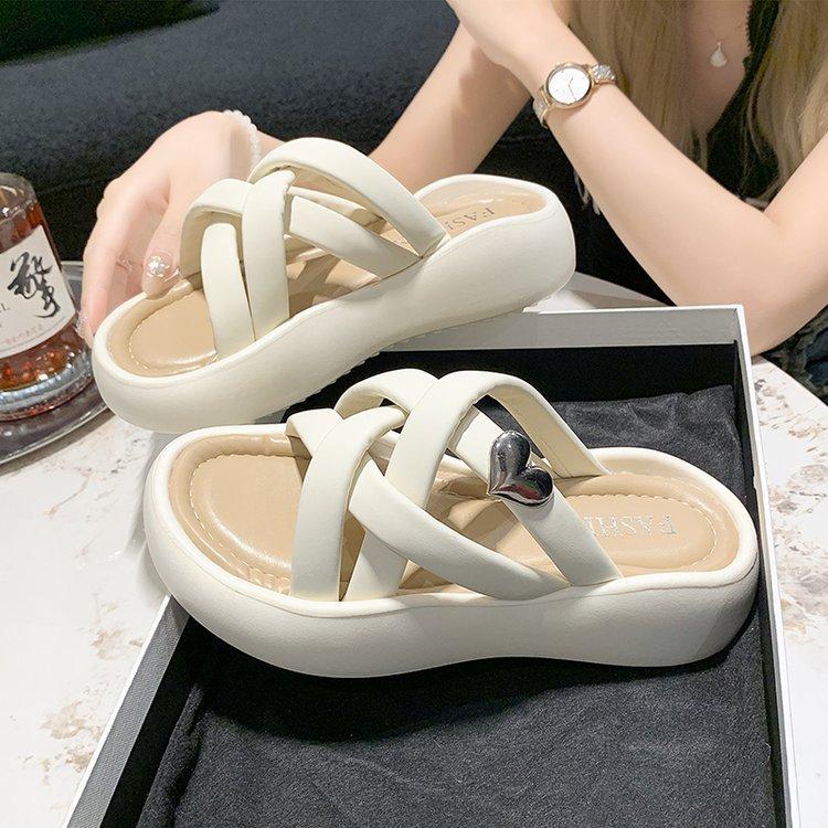 French thick bottom casual sandals