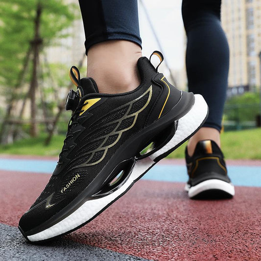 Men's mesh turn-buckle air cushion ultra-light shock-absorbing running shoes