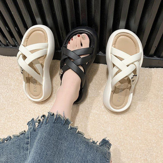 French thick bottom casual sandals