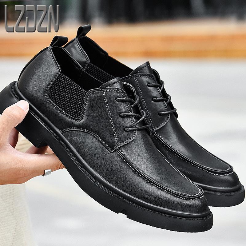 Men's vintage business knitted leather shoes
