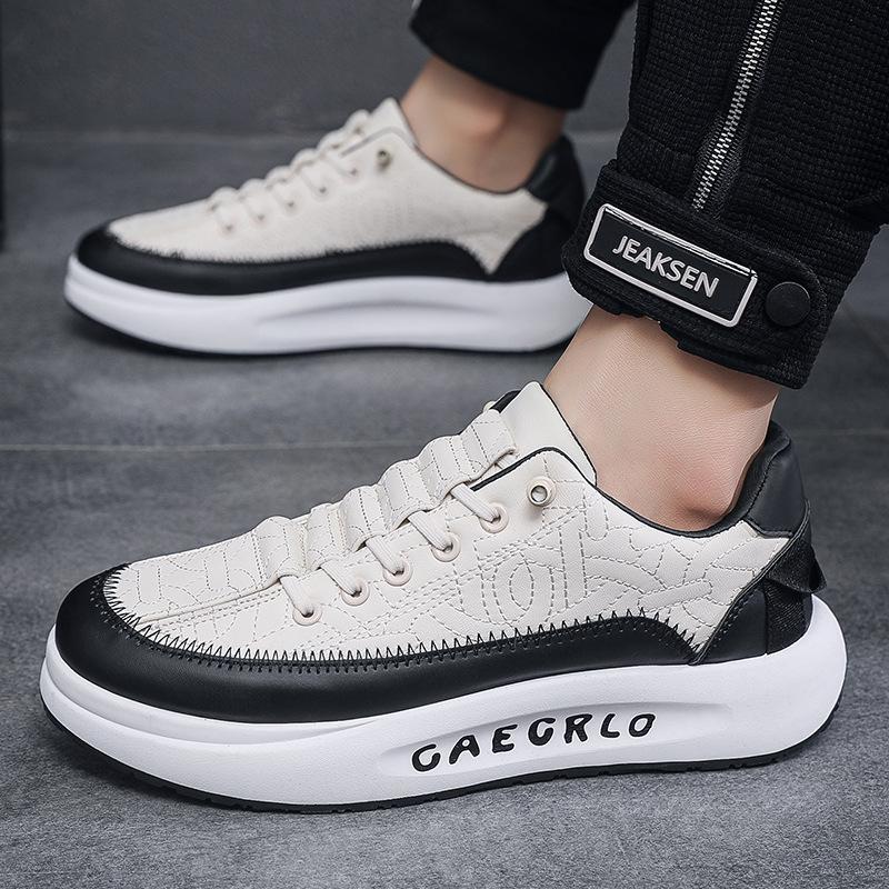 Men's Fashionable Casual Thick-soled Leather Panel Shoes