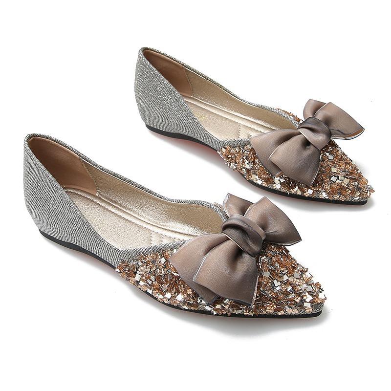 Women's Pointed Toe Rhinestone Slip-On Sequin Shoes
