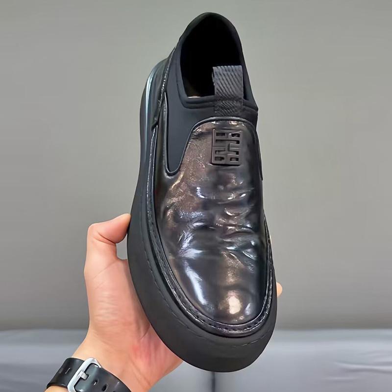 Men's slip-on versatile patent leather casual shoes