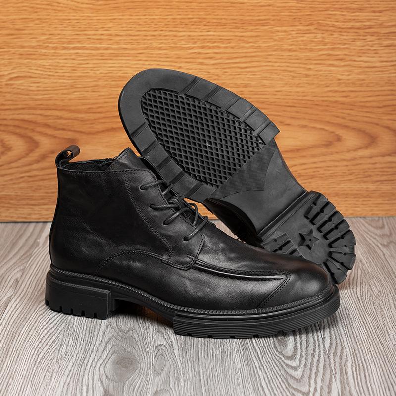 Men's Genuine Leather Zippered Business Boots
