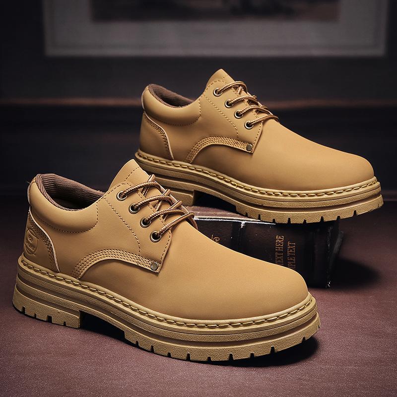 Men's low-top versatile tooling shoes trendy casual leather shoes