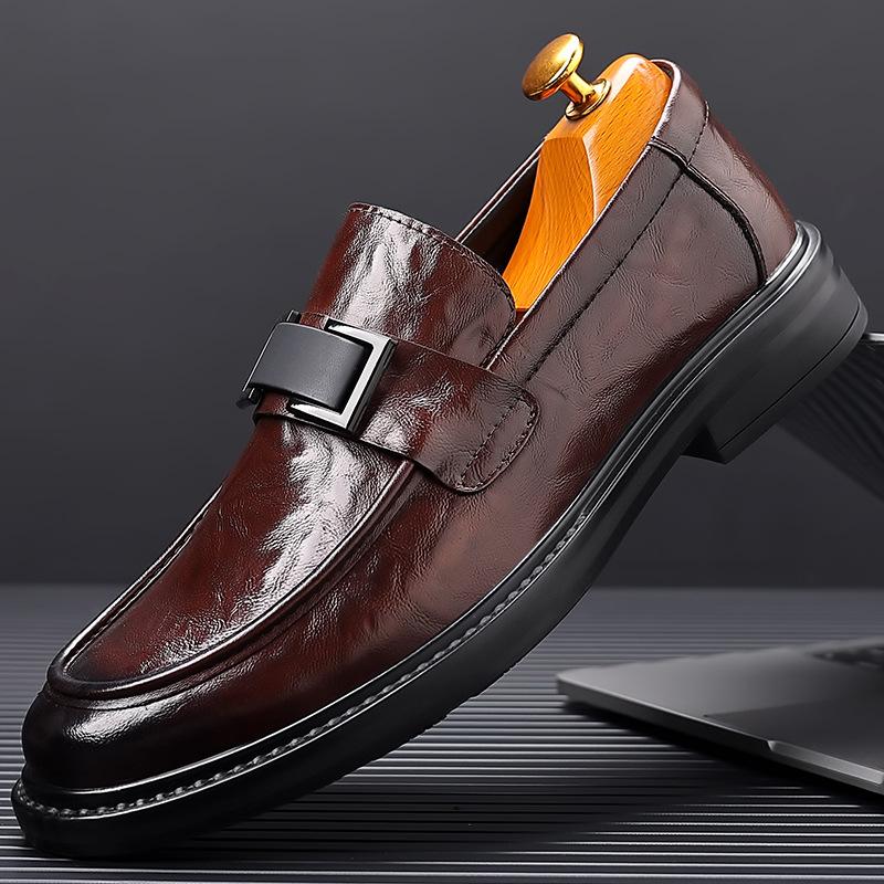Men's hand-scratch pattern business formal casual breathable leather shoes