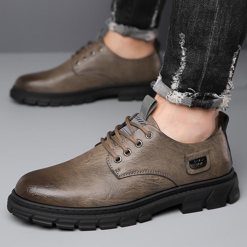 Men's leather shoes business formal casual low top short boots