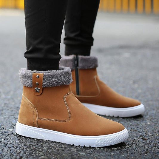 Men's fashionable fleece cuff warm flat boots
