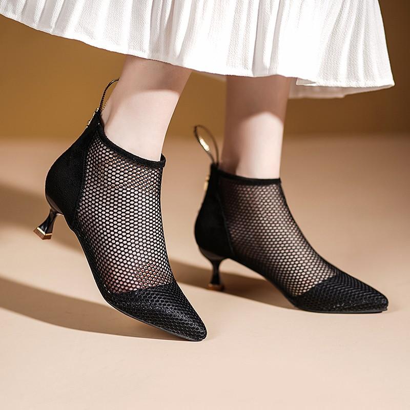 Women's Short Mesh Hollow Pointed Toe Breathable Sandals （5cm）