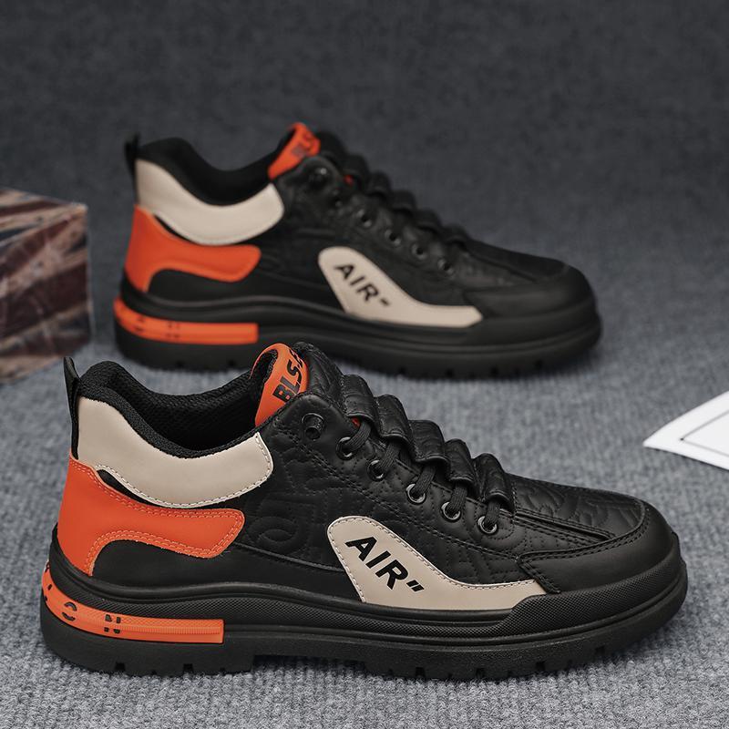 Mid-high top sports shoes thick-soled leather non-slip and dirt-resistant shoes