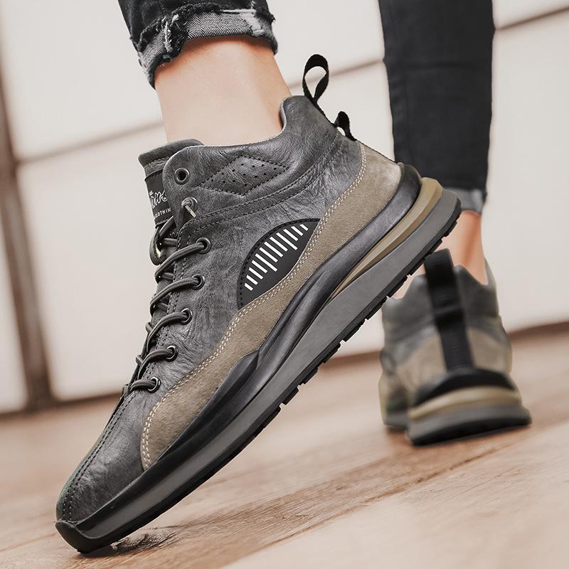 Men's stain-resistant soft leather warm casual shoes fashionable sneakers