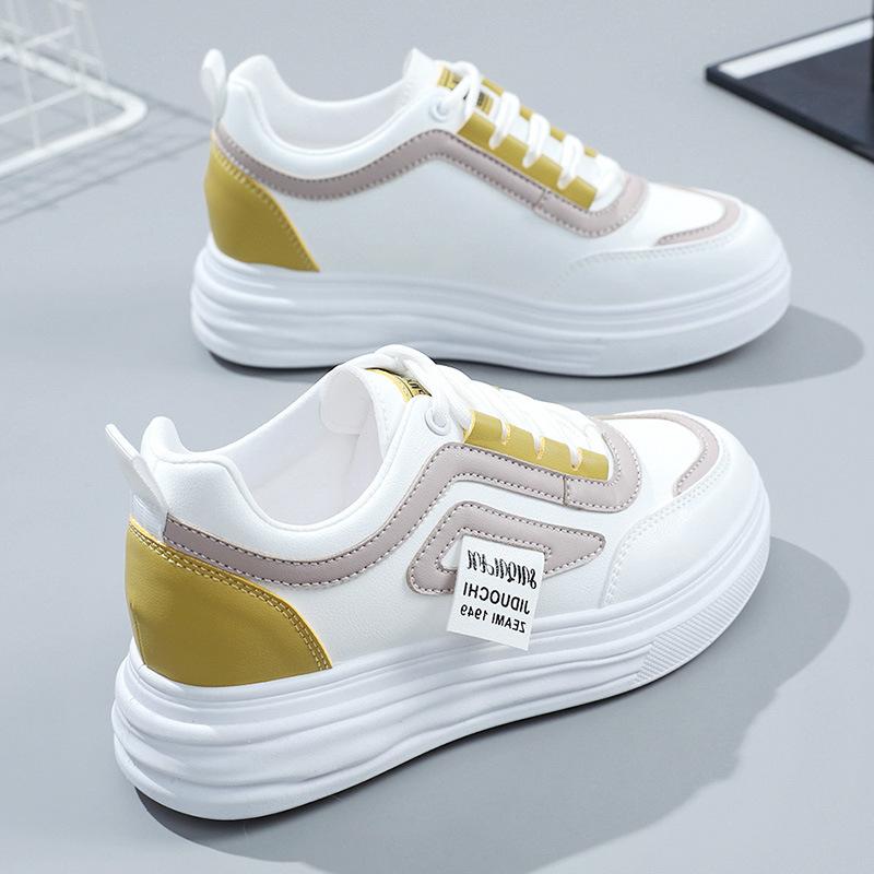 Women's thick sole inner height increasing white shoes