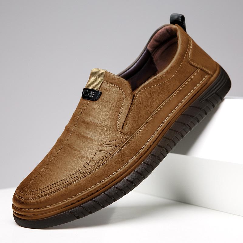Men's soft cowhide casual soft sole non-slip slip-on shoes