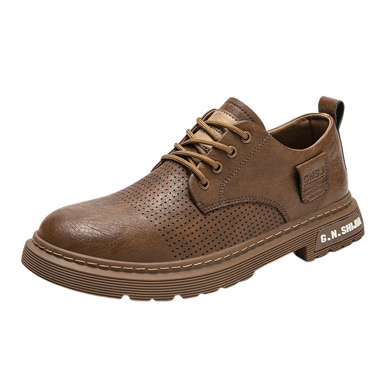 Men's Casual Leather Shoes Business Retro Low Top Shoes
