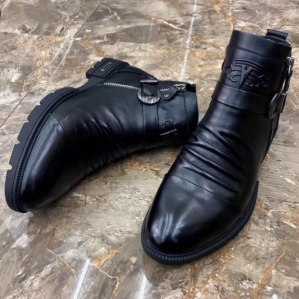 Men's casual leather shoes high top martin boots