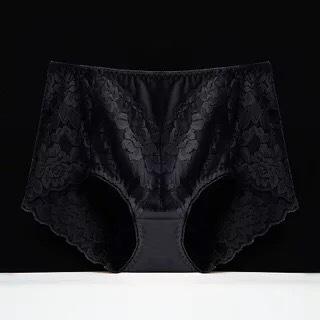 Large size mid-high-waist lace hip-lifting women's panties