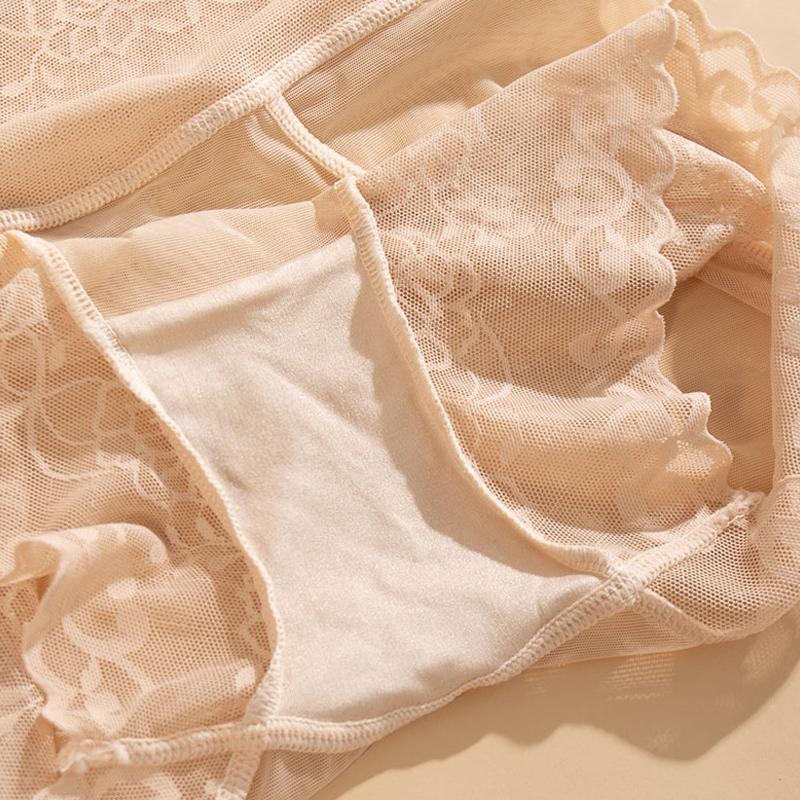 Thin section silk waist hip sexy lace panties female boxer
