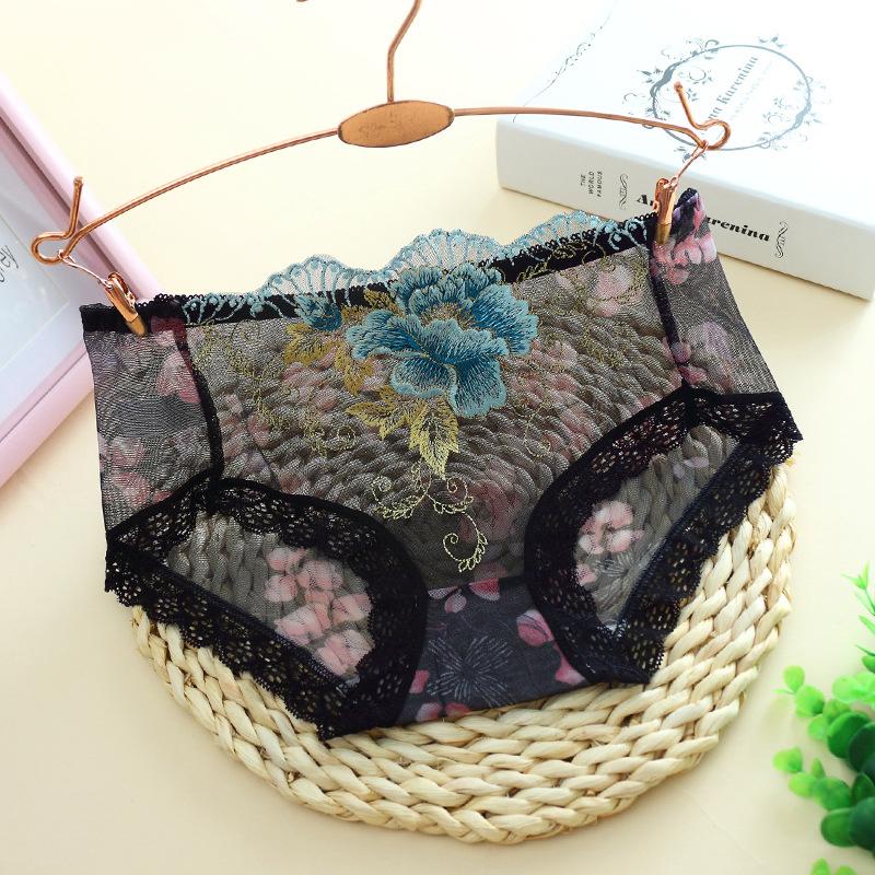 Floral embroidered lace panties（7Pack)