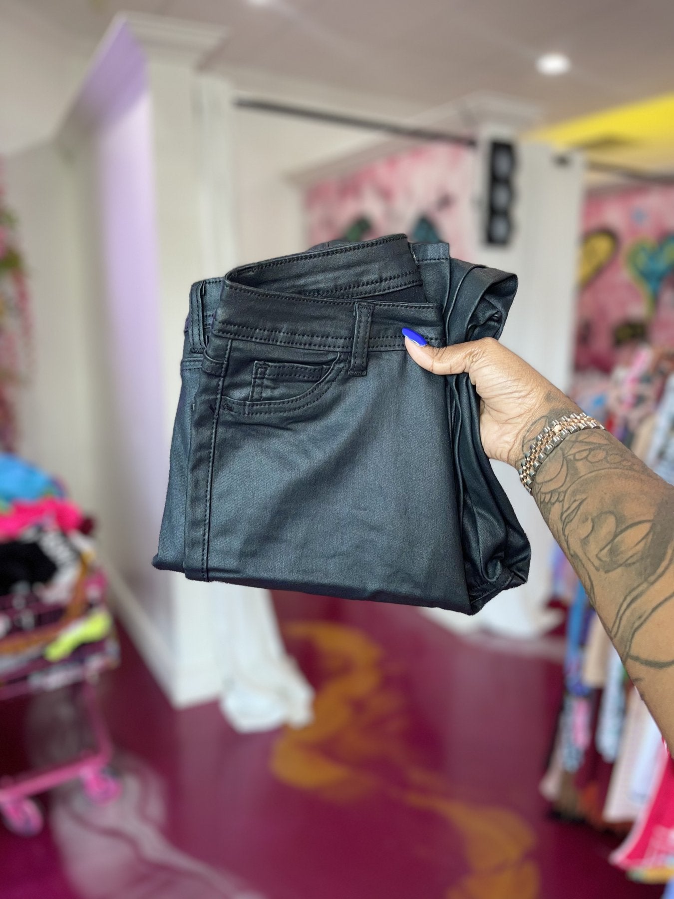 Paint on SnapBack black jeans