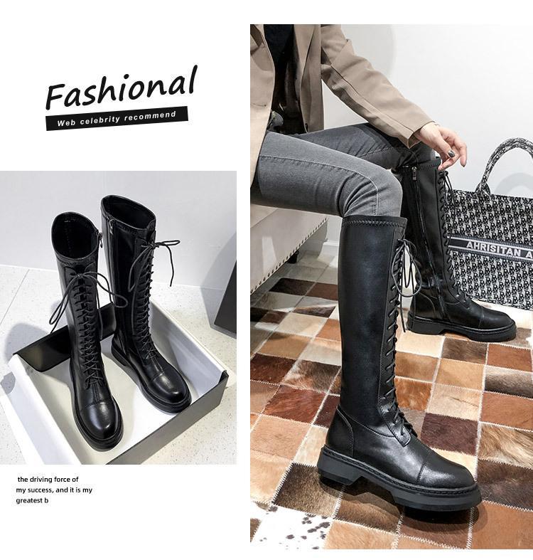 Rider boots widening high tube knee-length boots