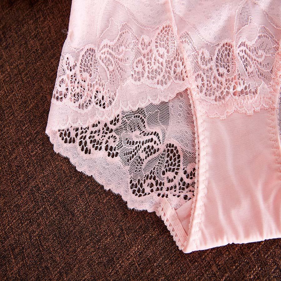 Women's high-waist lace cotton crotch briefs