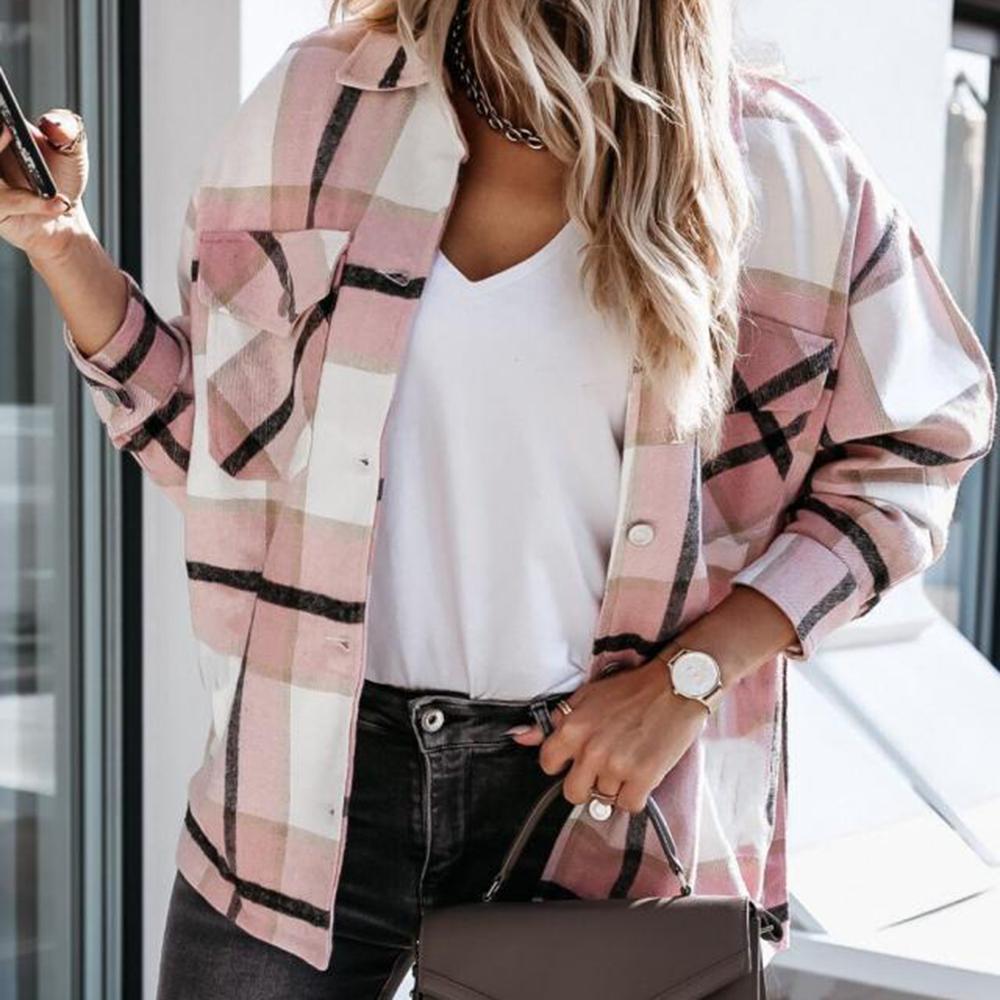 Thicken Casual Plaid Long Blouses Coat