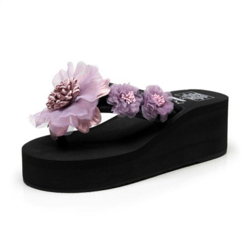 Lace Rose Violet Flip-Flops