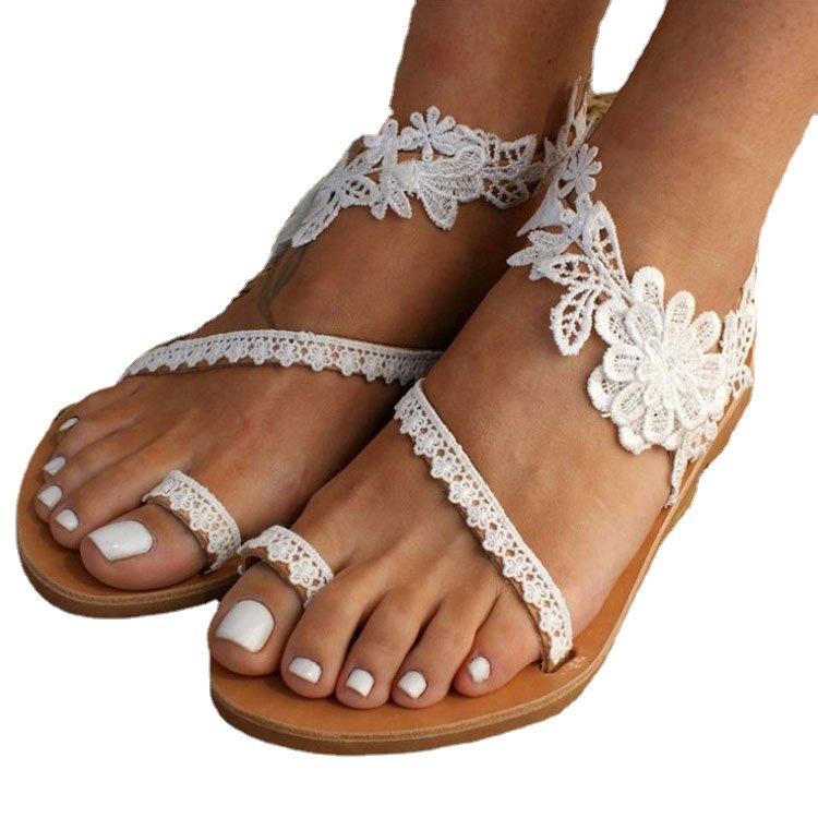 flat lace sandals wedding white leather sandal