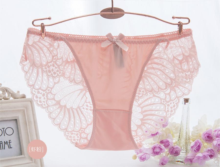 Large size sexy temptation lace trim transparent low-rise panties