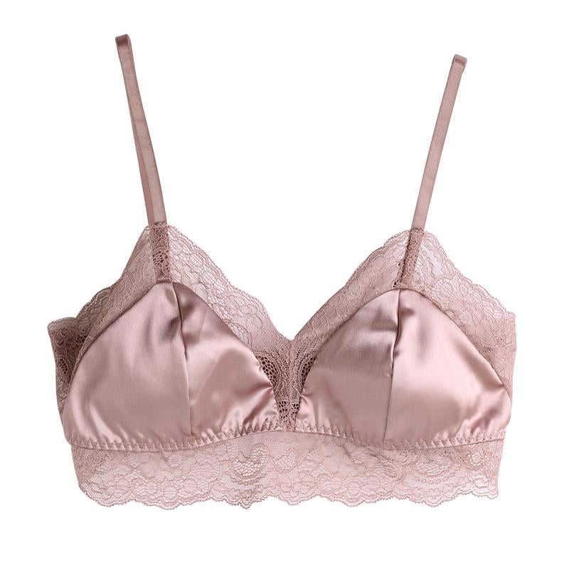 Women Sexy 3/4 cup bra 100%Natural Silk Lining and Lace Wire Free Bras