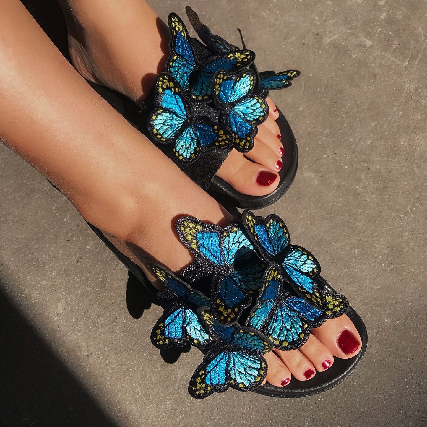 Open Toe Butterfly Bohemian Flop Slide Slippers
