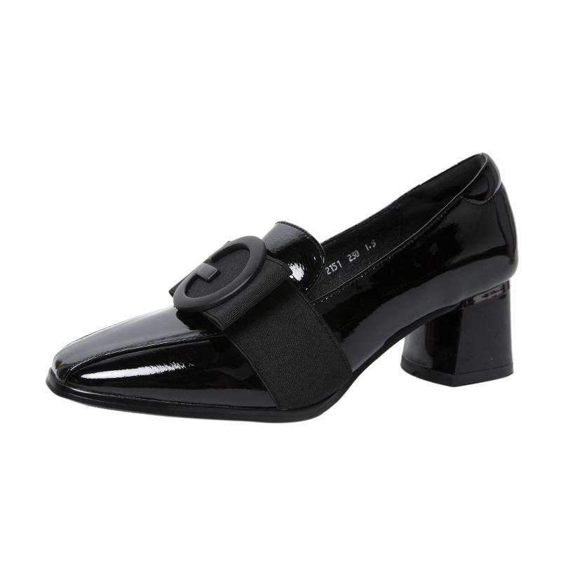 G Soft leather loafers patent leather block heel