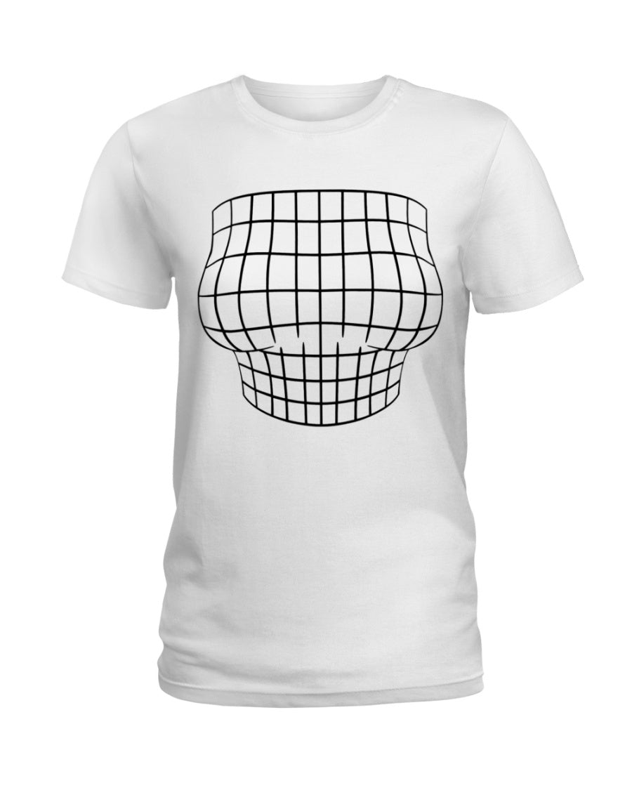 Magnified Chest Optical Illusion Grid - Big Boobs T-Shirt